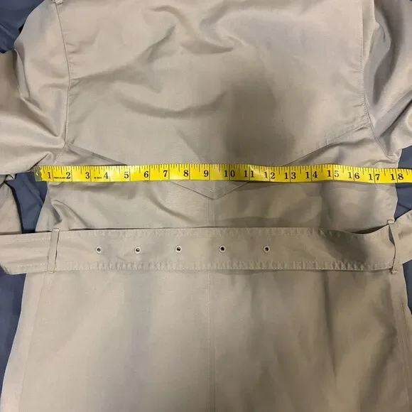 Vintage Union Made Misty Harbor Petite 4 Trench Coat Tan Plaid Lined Belted - Picture 16 of 16